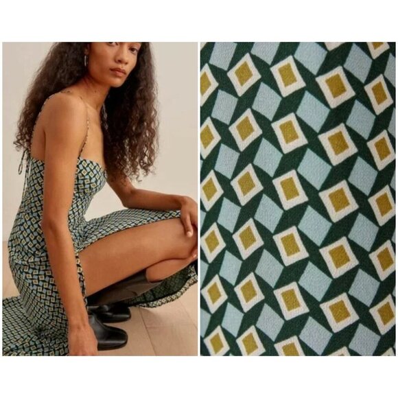 💕REFORMATION💕 Juliette Dress ~ Mosaic Multi-Color Geometric Print 4 NWOT - Picture 1 of 16